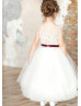 Ivory Lace Tulle Tea Length Flower Girl Dress